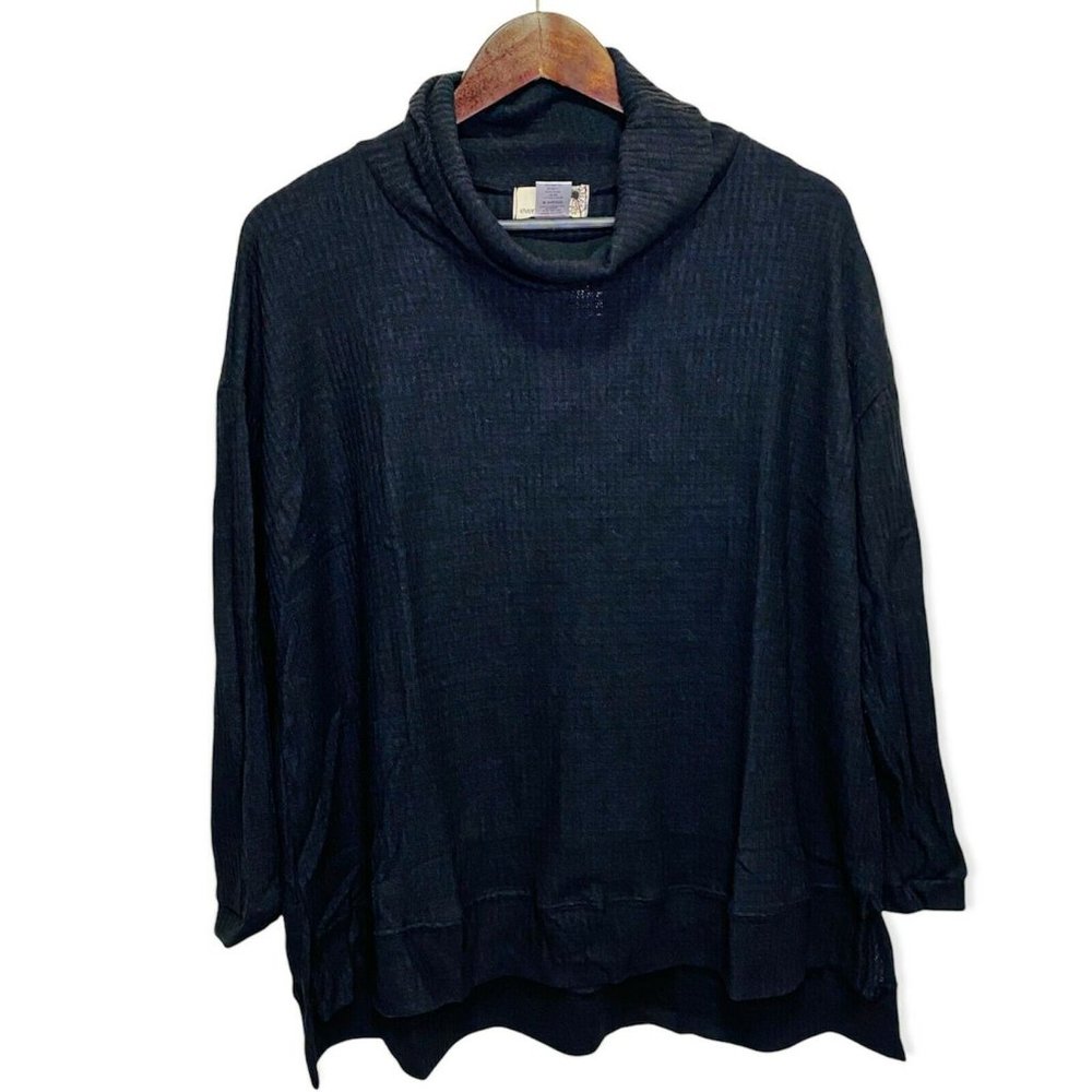 Everleigh Women's Size L Turtleneck Long Sleeve Ribbed Top Sweater Solid Black